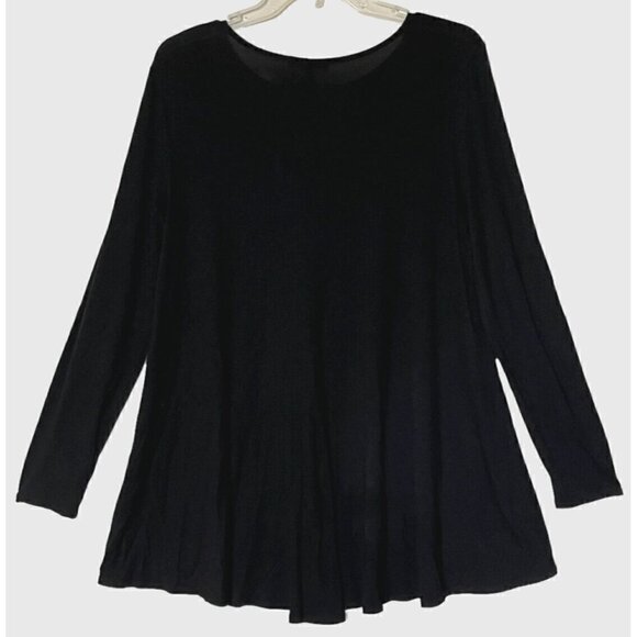 Eileen Fisher Black Long Sleeve Round Neck Stretch Tunic Mini Dress - Picture 3 of 6